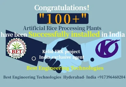 Congratulations to our Indian Agent “Best Engineering Technologies” for installing over 100 Fortified Rice Processing Plant in India!